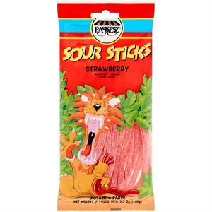 Paskesz Sour Sticks Strawberry, 3.5 Oz