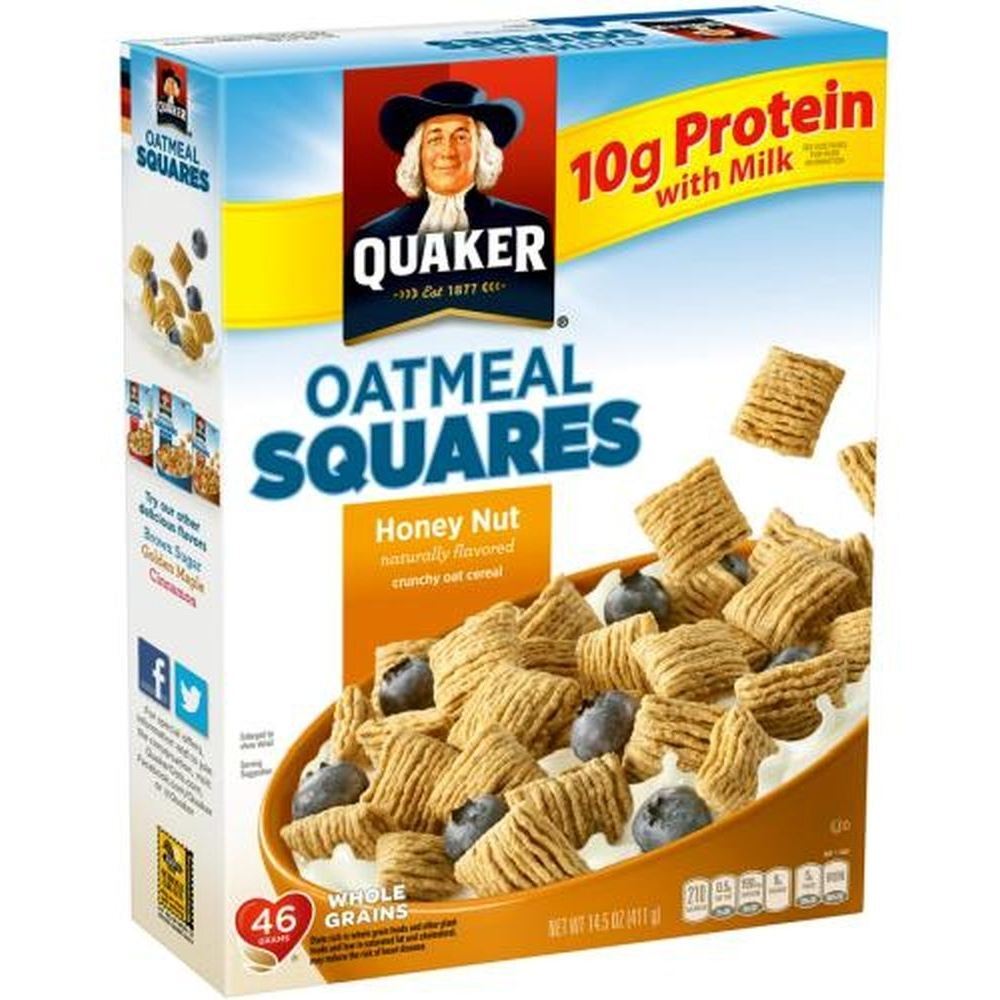 Quaker Oatmeal Squares Honey Nuts, 14.5 Oz