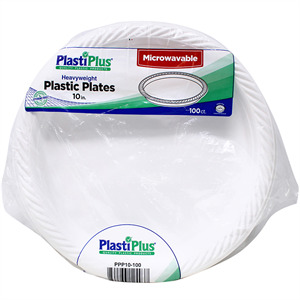 Plastiplus 10 Inch Plastic Plates, 100 Ct