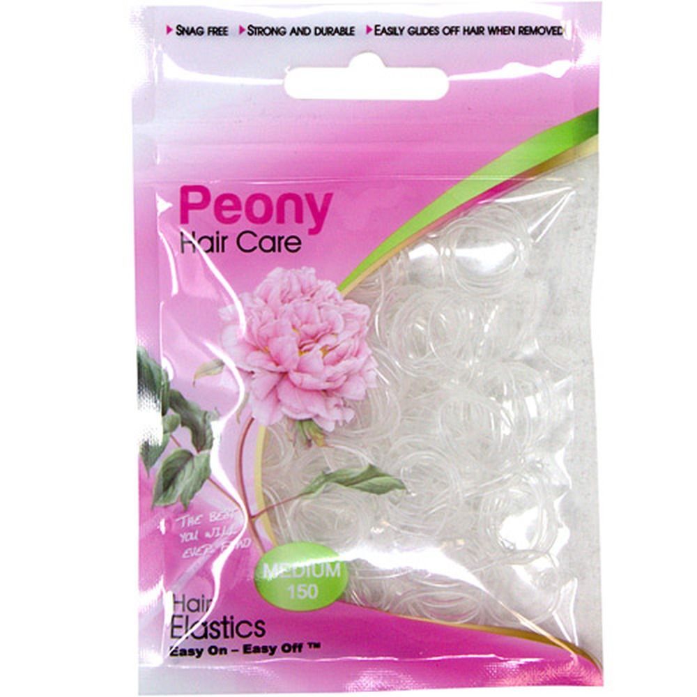 Peony Elastics Clear, 150 Ct