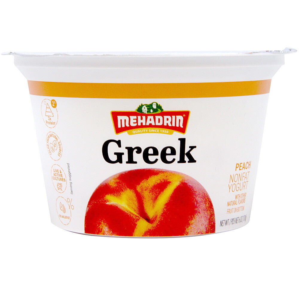 Mehadrin Greek Yogurt Peach, 6 Oz