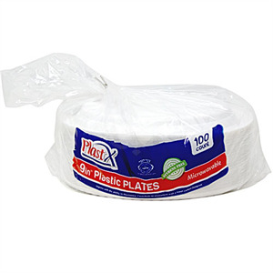 Plast-X 9Inch Plastic Plates, 100 Ct