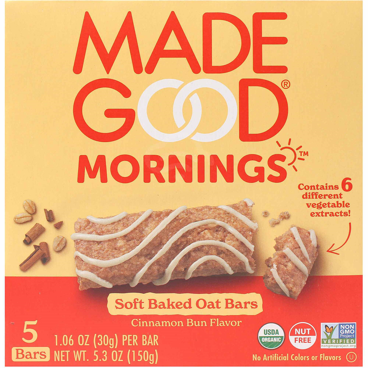 Made Good Oat Bar Cinnamon Bun, 5 Ct