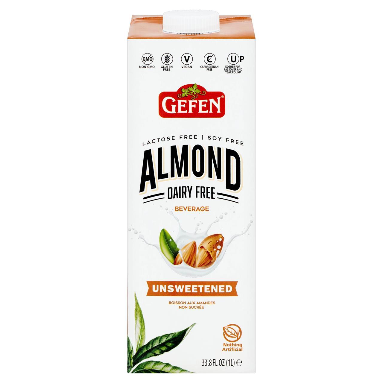 Gefen Almond Milk Unsweetened, 33.8 Oz