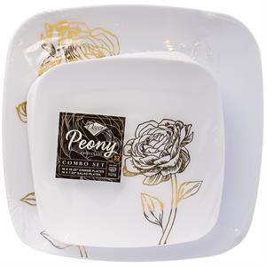 Decor Peony Collection White/Gold, 32 Ct